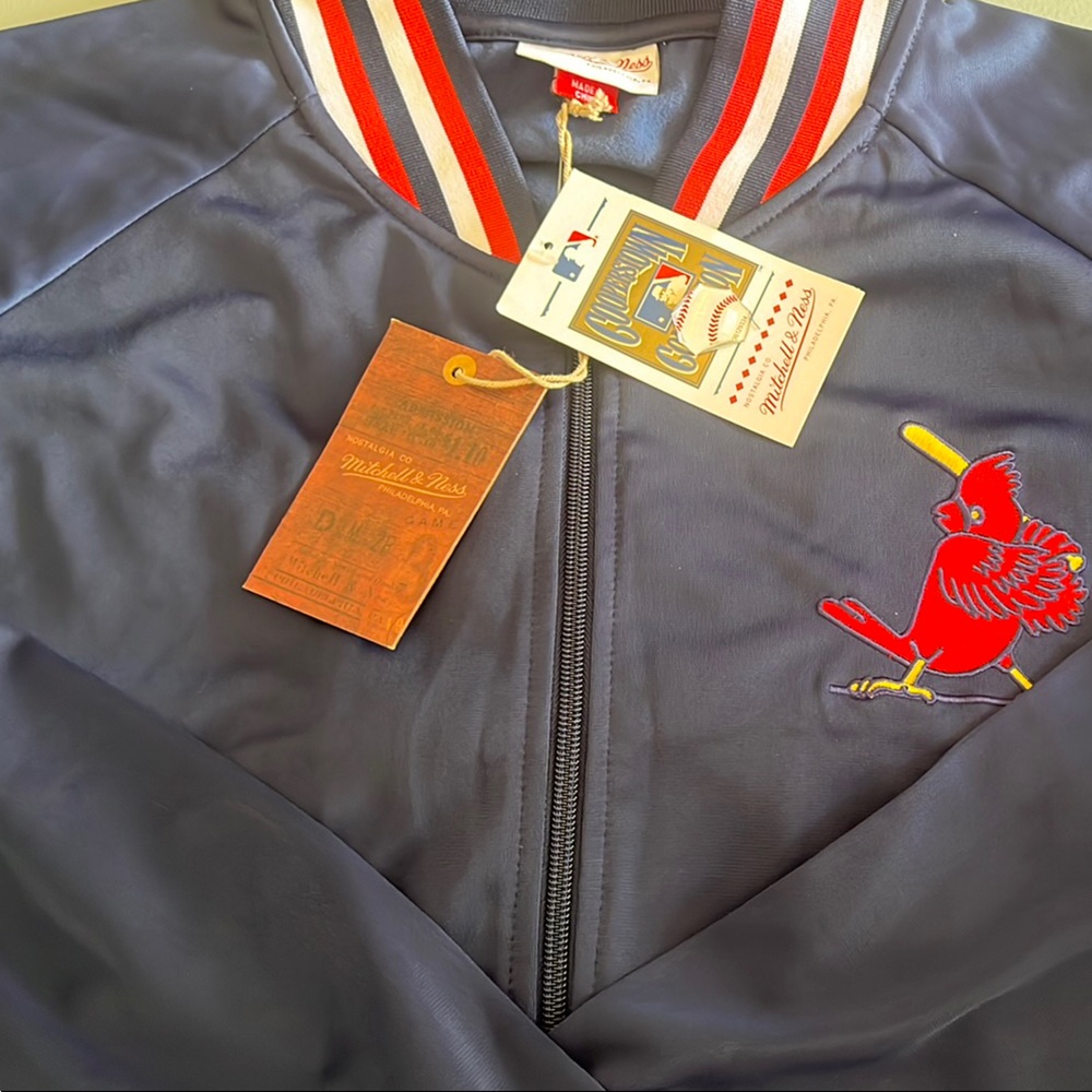 Mitchell & Ness Gray and Red Bomber Jacket